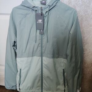 New Balance Two-Tone Sage Green Hooded Windbreaker